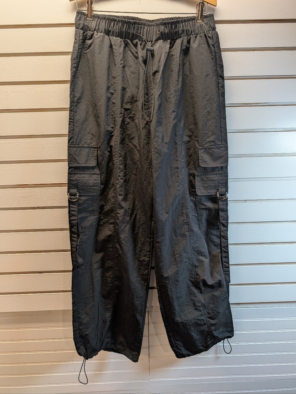 Bakyarder Drawstring Baggy Quick Dry  Ripstop Cargo Pants Black Large NWT